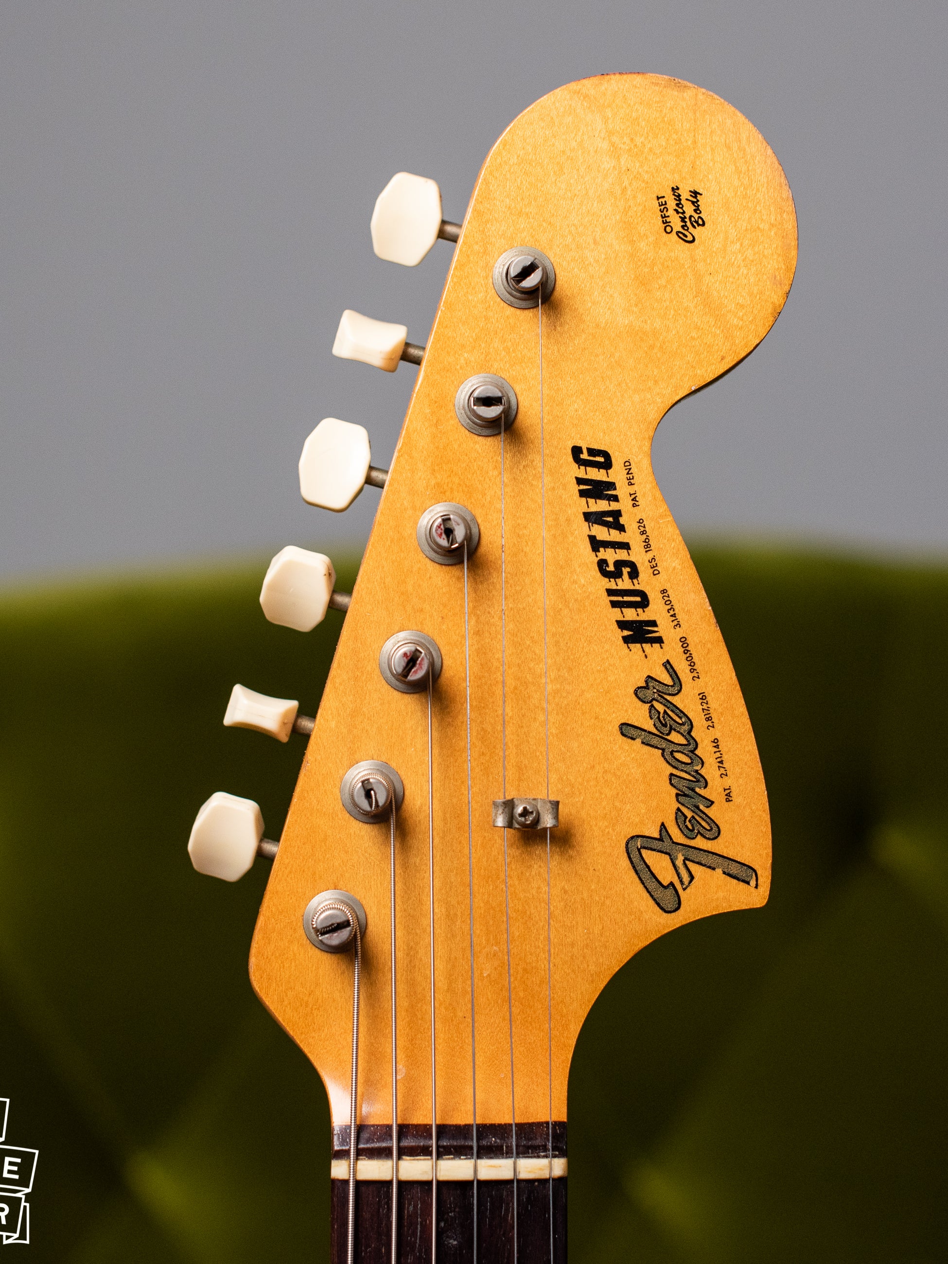 Headstock, Vintage 1966 Fender Mustang Blue