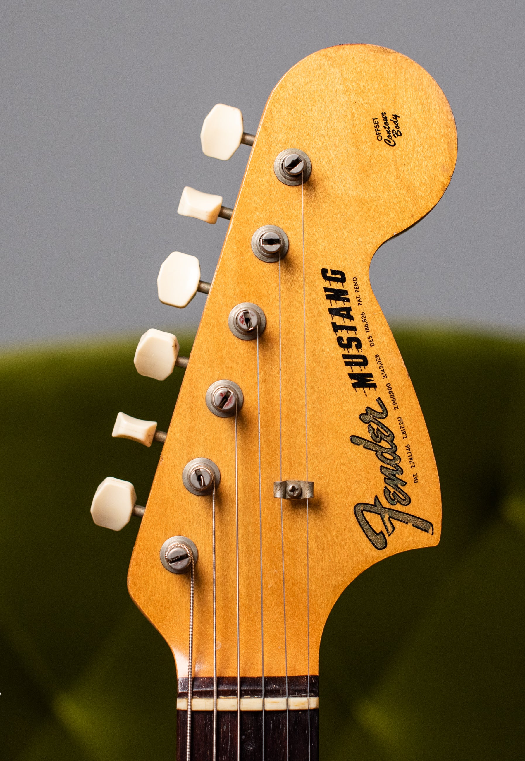 Headstock, Vintage 1966 Fender Mustang Blue