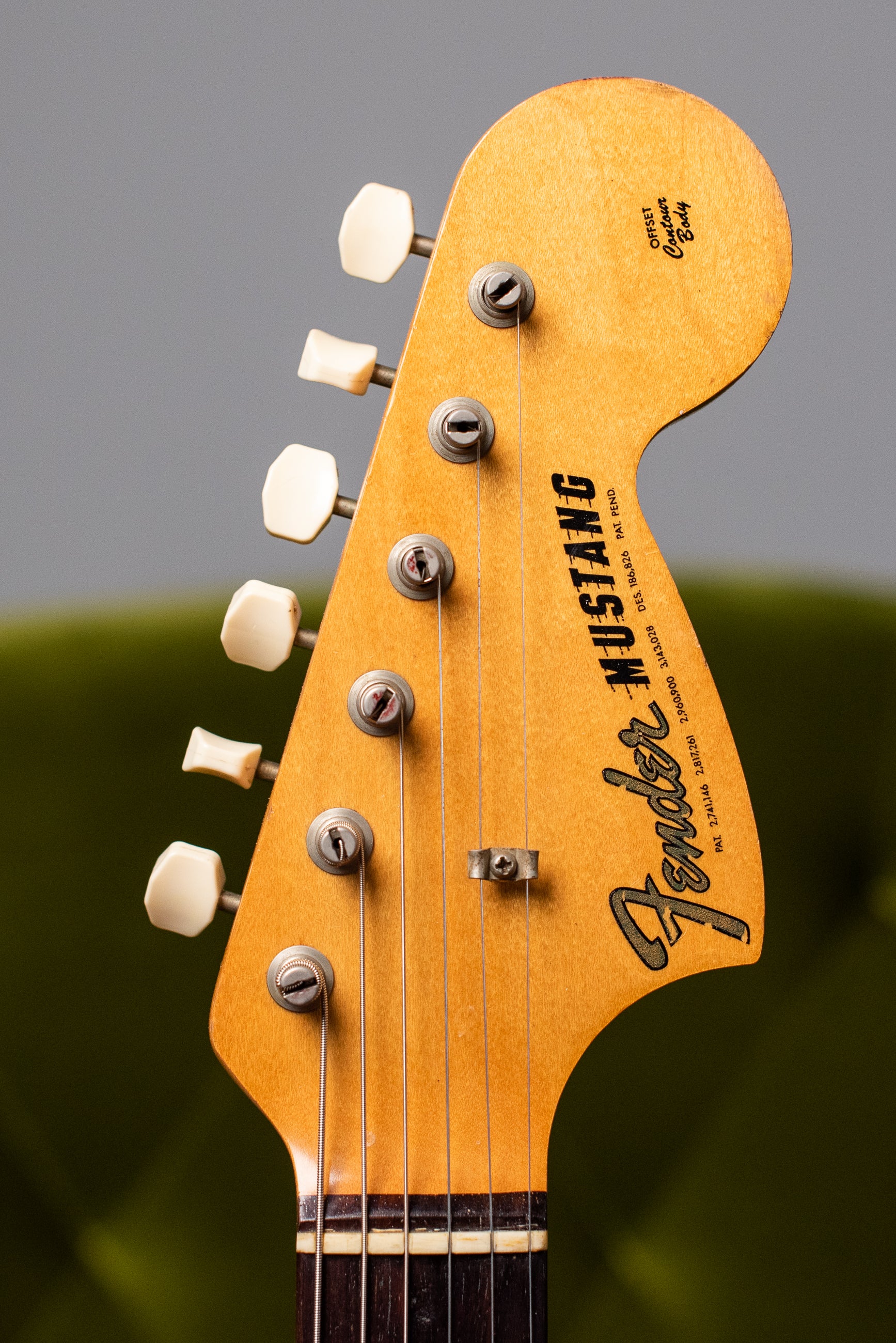 Headstock, Vintage 1966 Fender Mustang Blue
