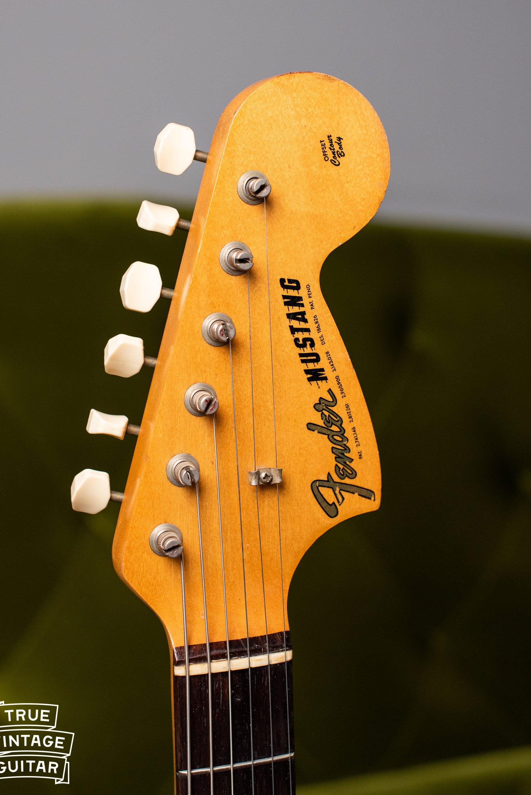Headstock, neck, Vintage 1966 Fender Mustang