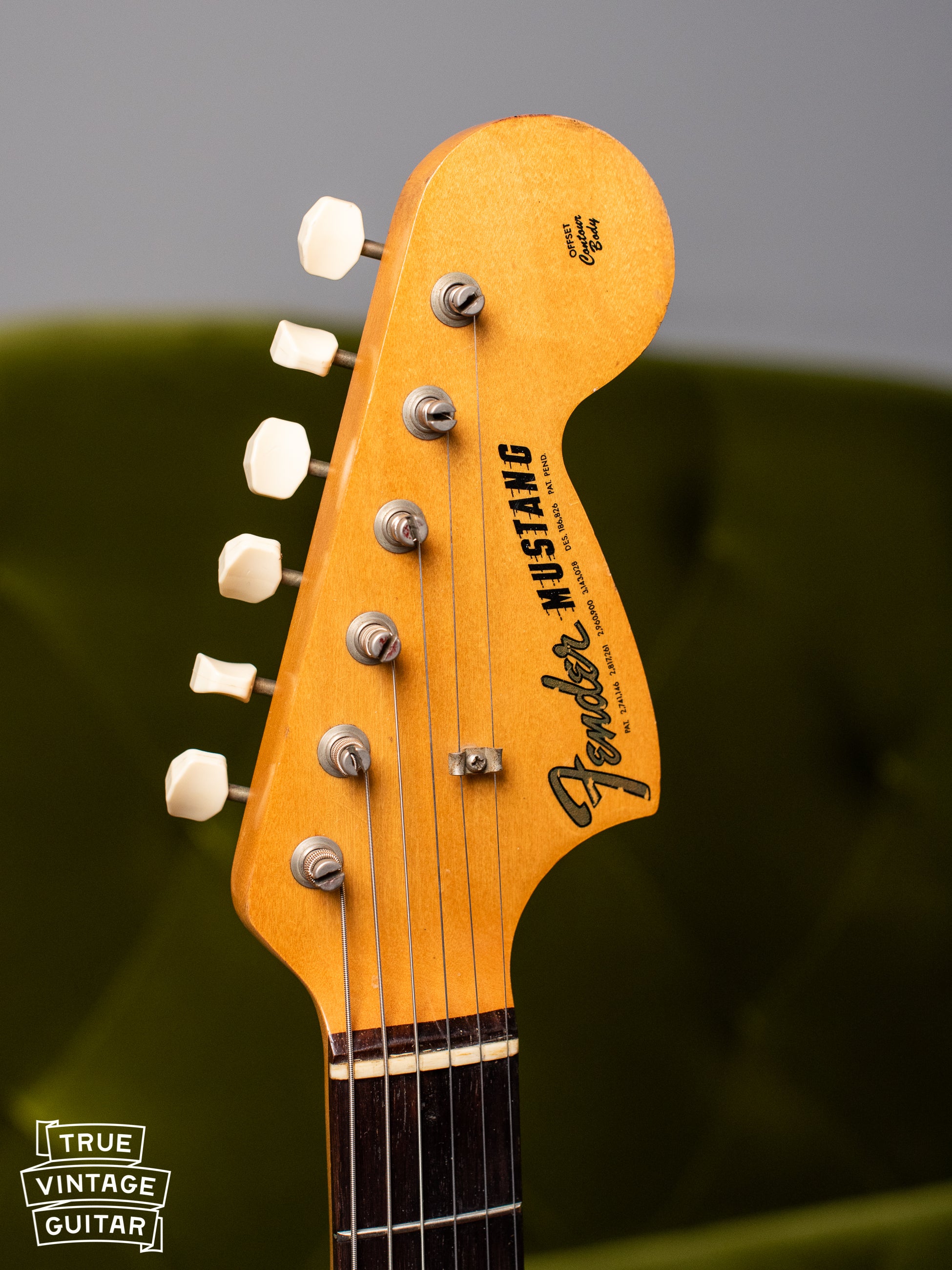 Headstock, neck, Vintage 1966 Fender Mustang