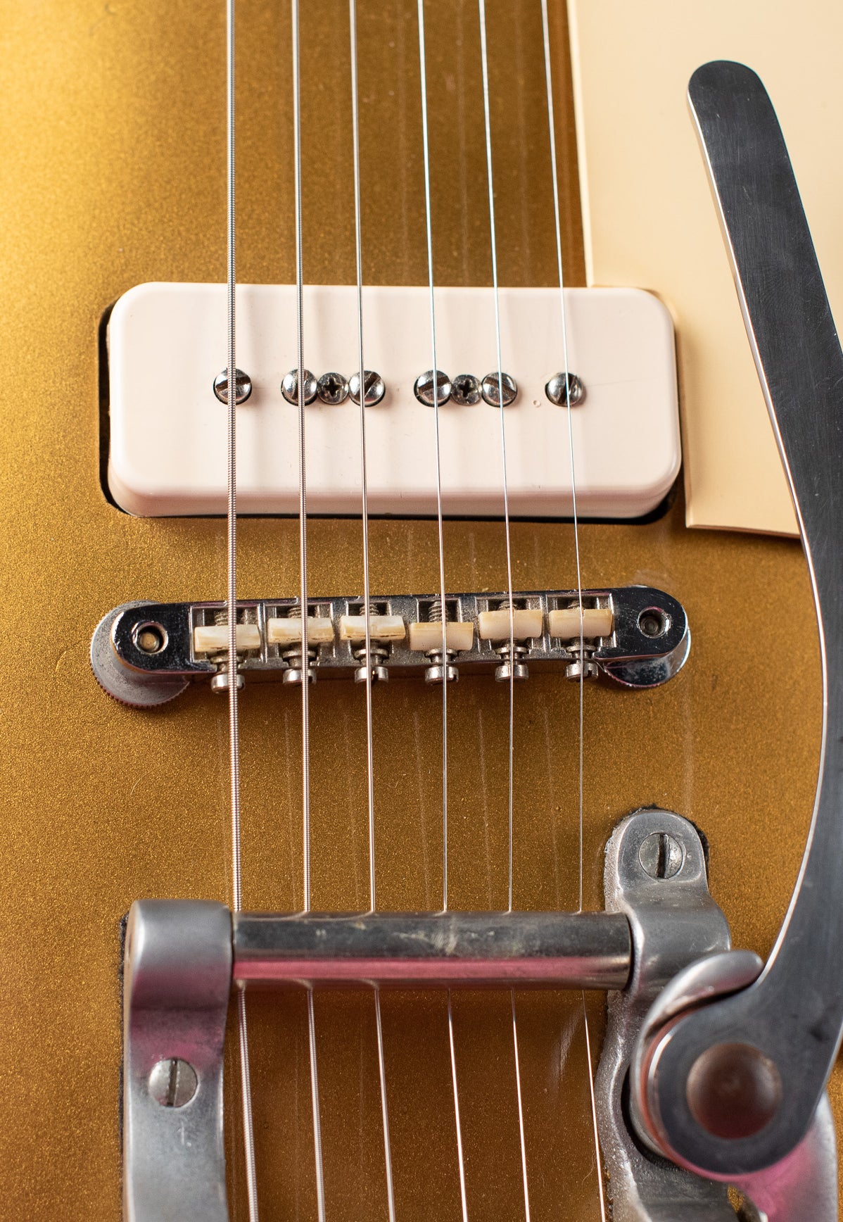 Chrome Gibson patent number Tune-O-Matic bridge with Nylon saddles