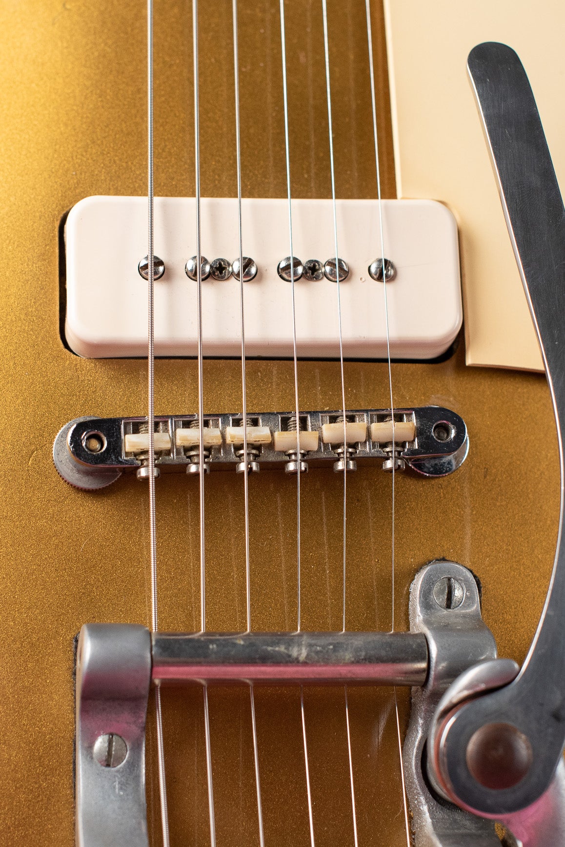 Chrome Gibson patent number Tune-O-Matic bridge with Nylon saddles
