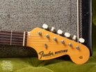 Headstock, Fender Mustang logo, Vintage 1966 Fender Mustang Blue