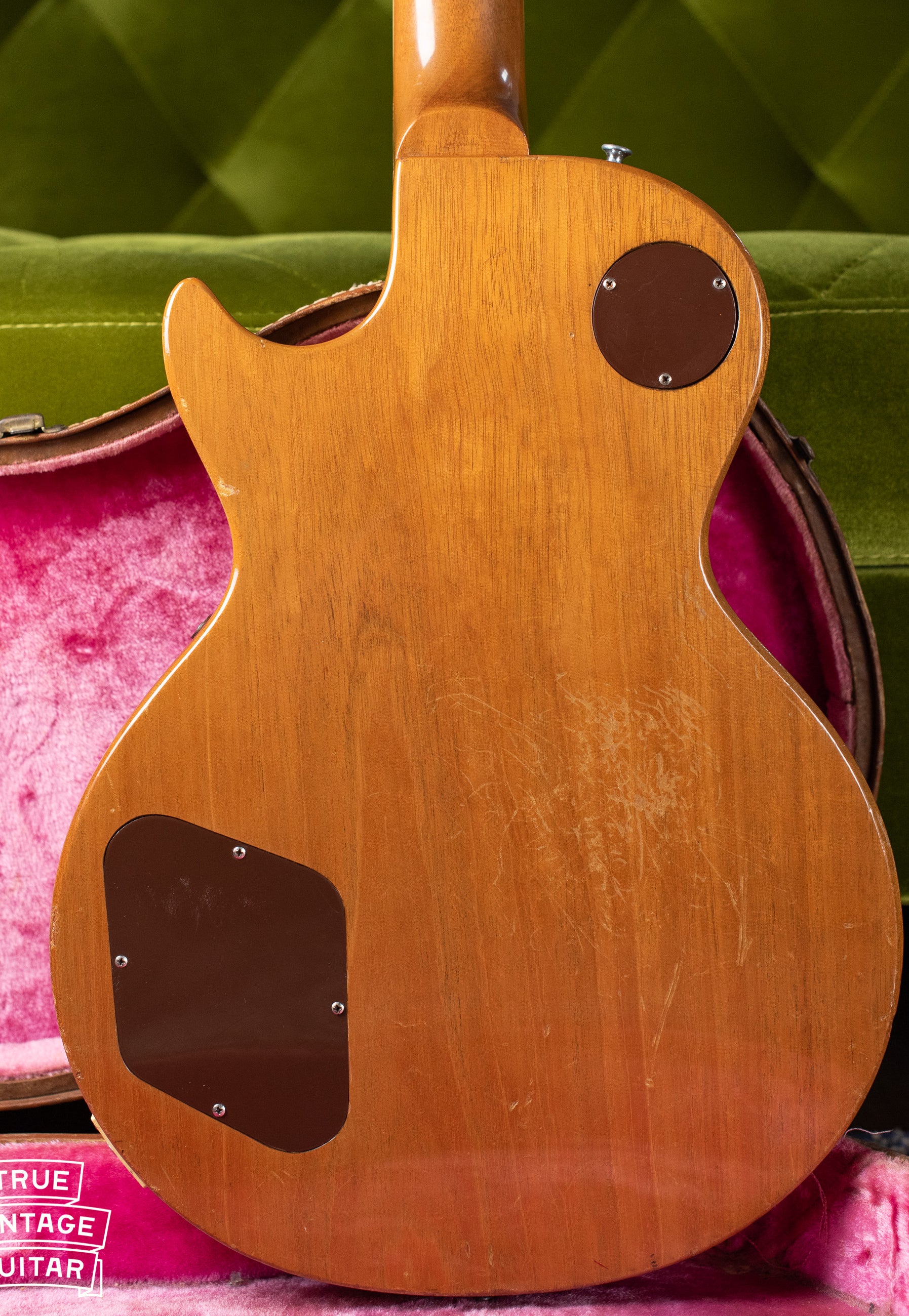 Mahogany back, Vintage 1955 Gibson Les Paul Model Goldtop factory refinish update 1969