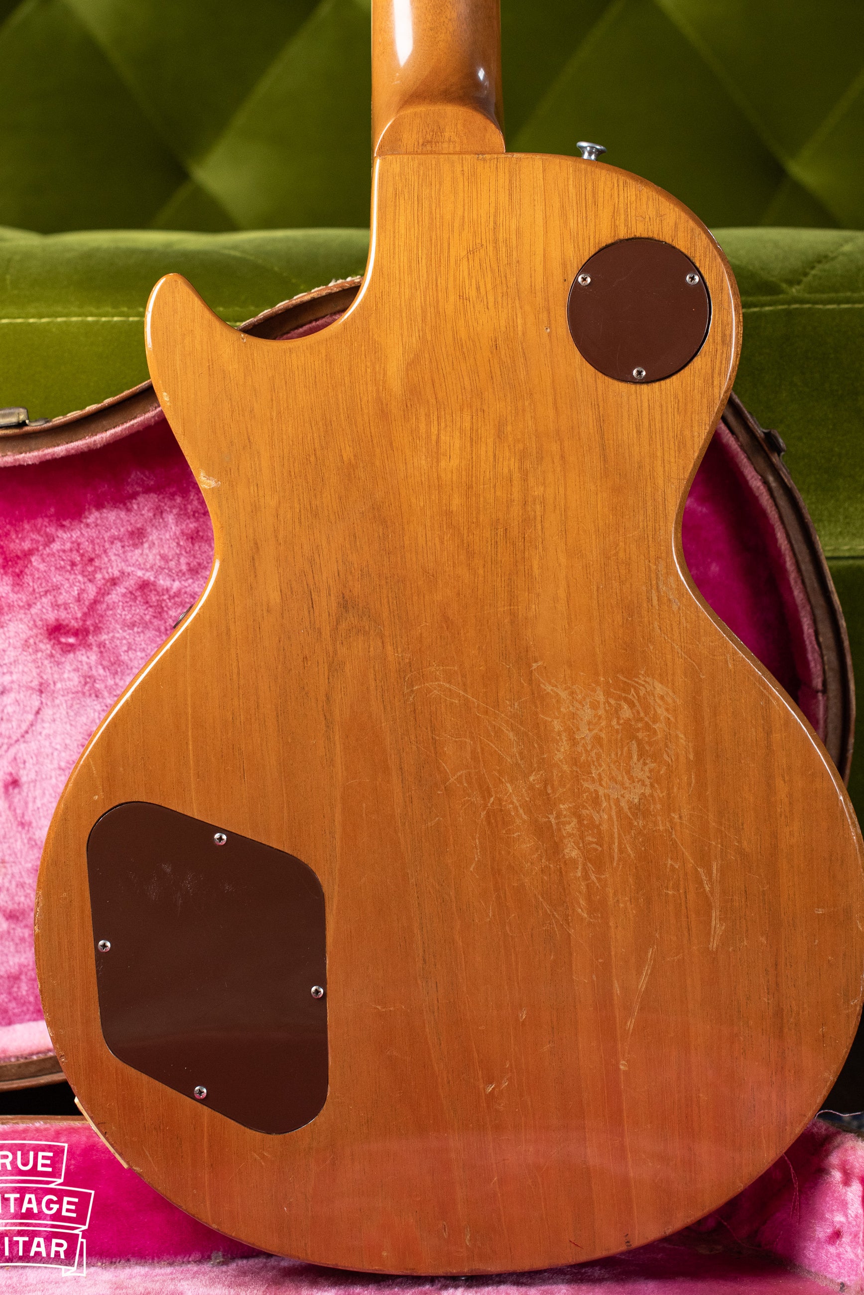 Mahogany back, Vintage 1955 Gibson Les Paul Model Goldtop factory refinish update 1969