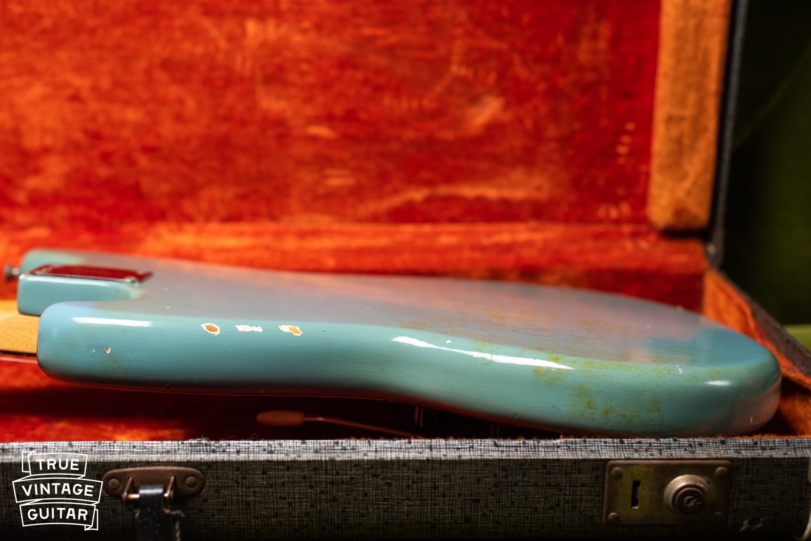 Edge wear, Vintage 1966 Fender Mustang Blue
