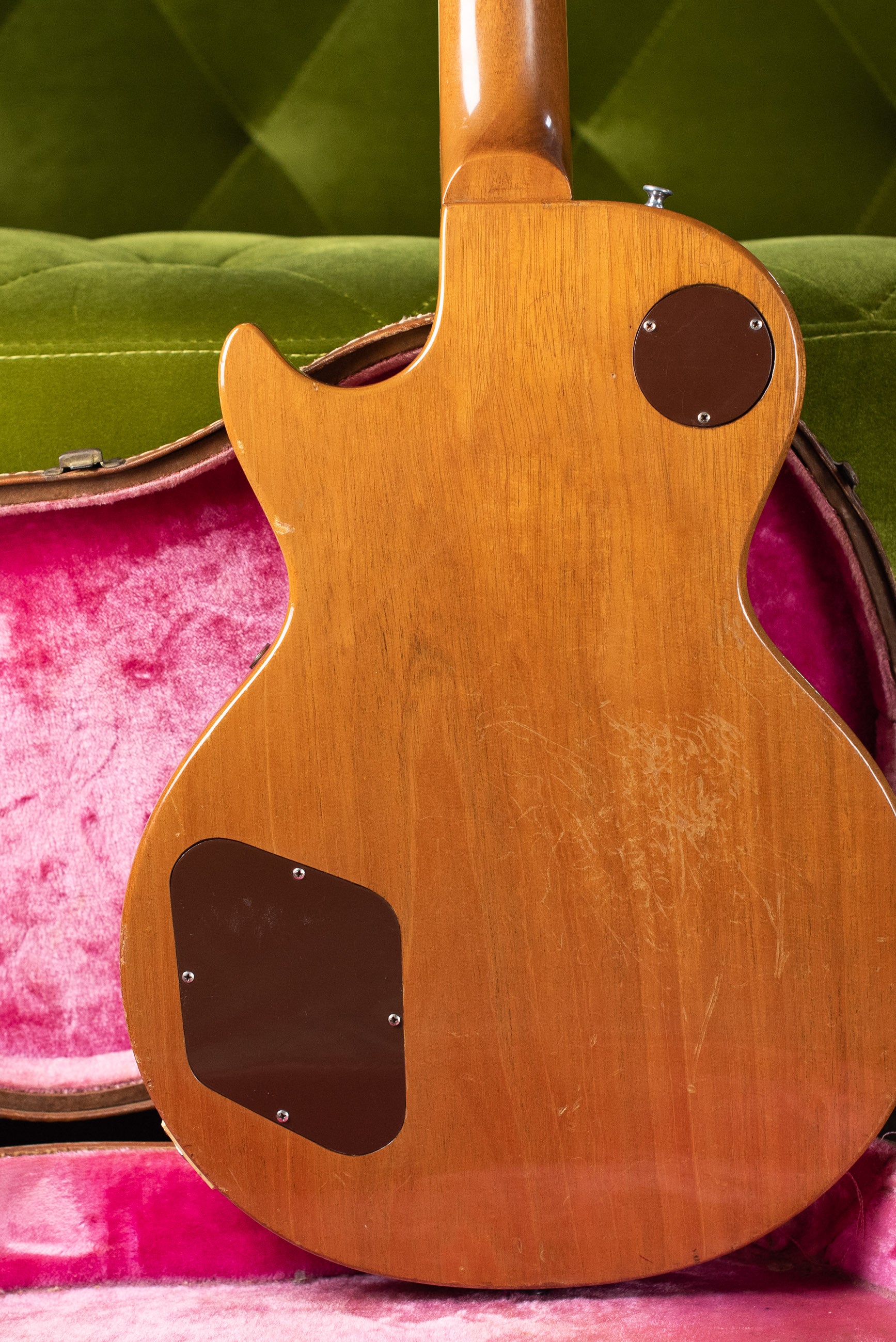 Mahogany back, Vintage 1955 Gibson Les Paul Model Goldtop factory refinish update 1969