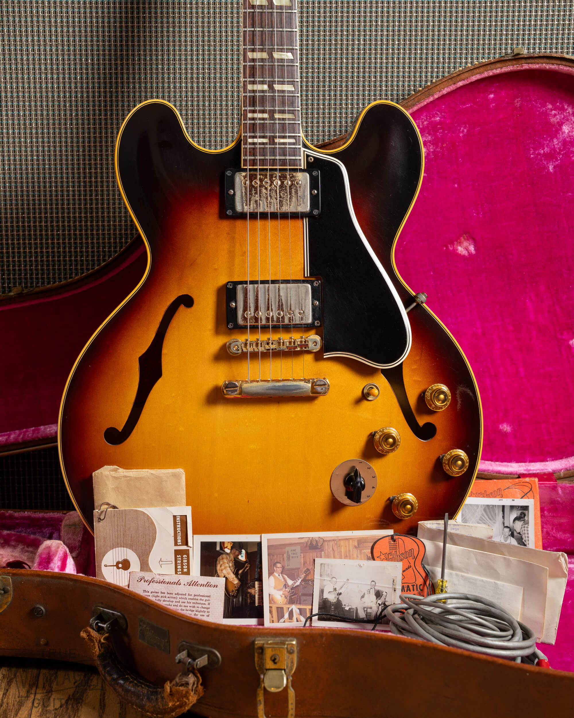 1959 Gibson ES-345 with hang tags and pictures with its original owner