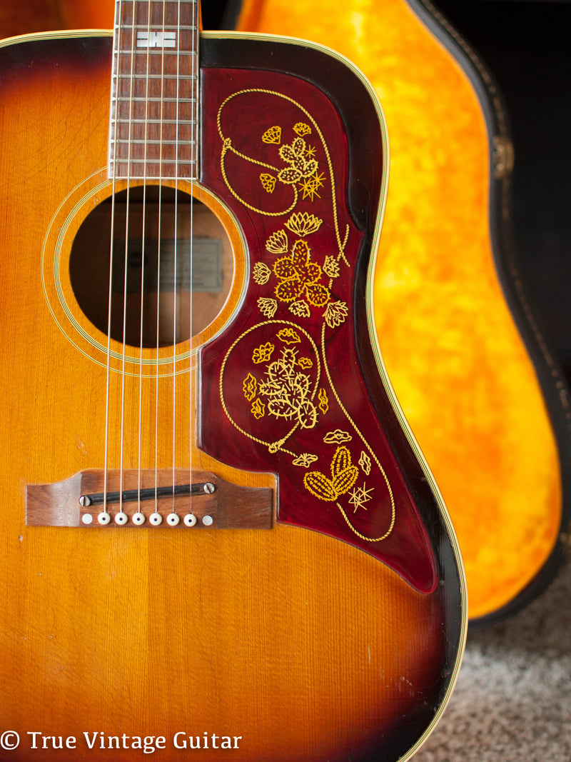 1963 Epiphone FT-110 Frontier acoustic guitar, engraved cactus lariat pickguard