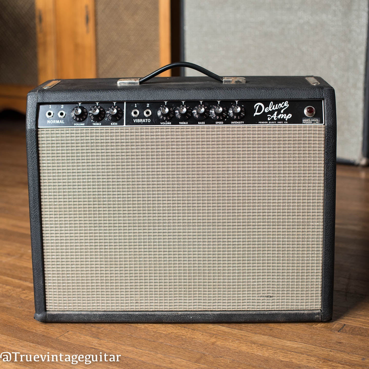 Vintage 1965 Fender Deluxe Amp black guitar amplifier