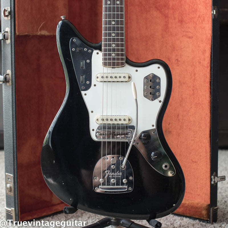 1966 Fender Jaguar Black vintage electric guitar