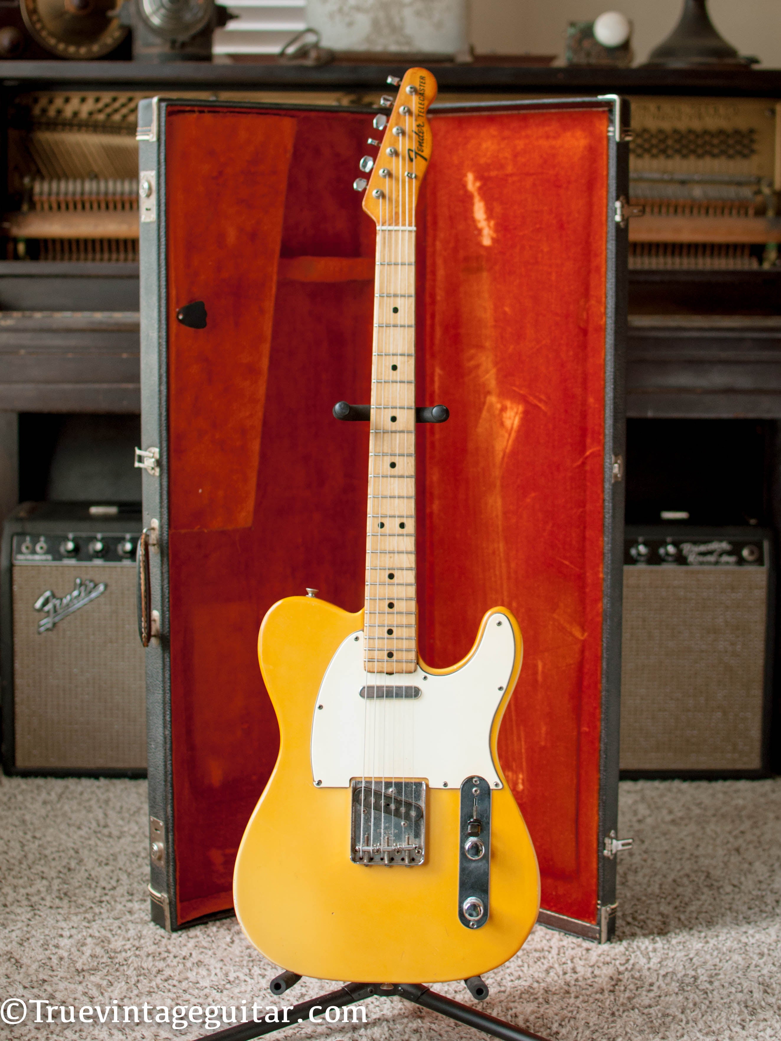 Vintage 1969 Fender Telecaster yellow Olympic White electric guitar