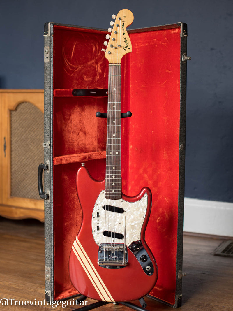 1974 Fender Mustang Competition Red with white stripes