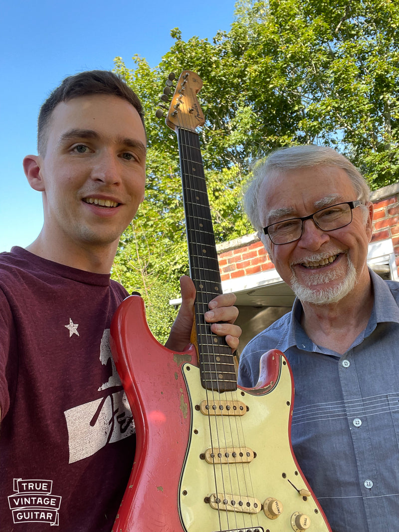 Fender guitar collector who buys Fender Stratocaster 1962 Fiesta Red guitar in London, England, UK
