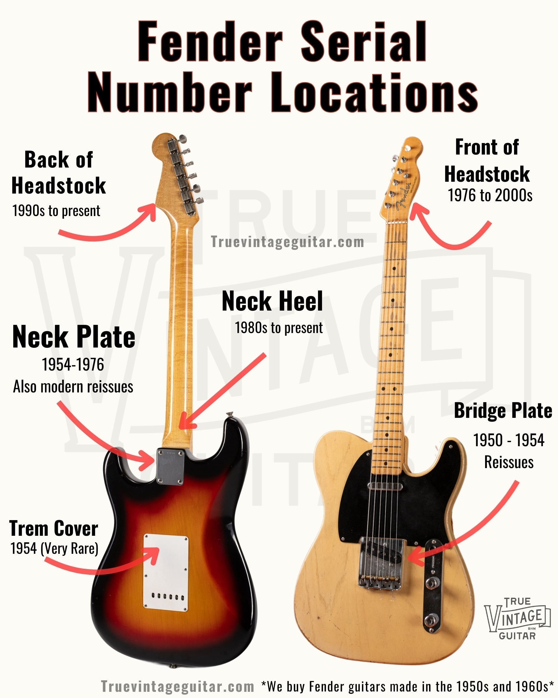 Where to find the serial number on a Fender guitar
