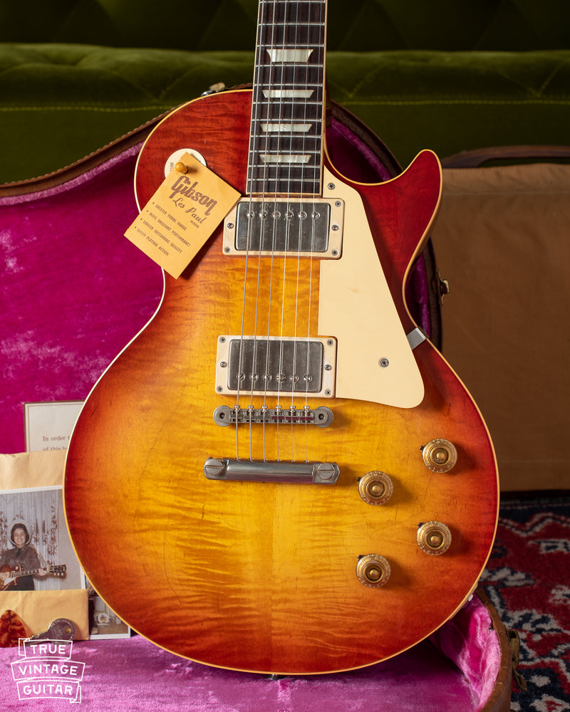Gibson Les Paul Standard Burst 1960 guitar, red fading to yellow top with figured wood