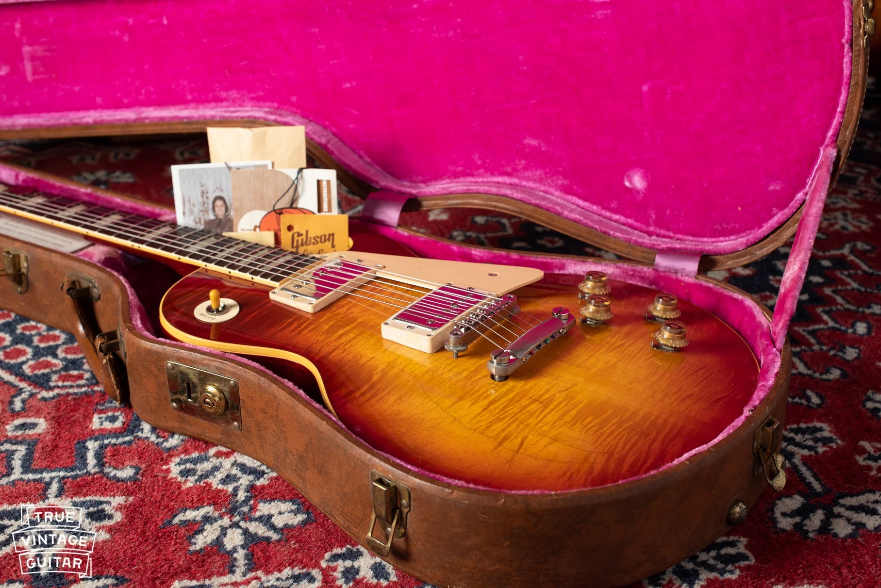 1960 Gibson Les Paul burst laying in original Lifton hardshell case with original paperwork.