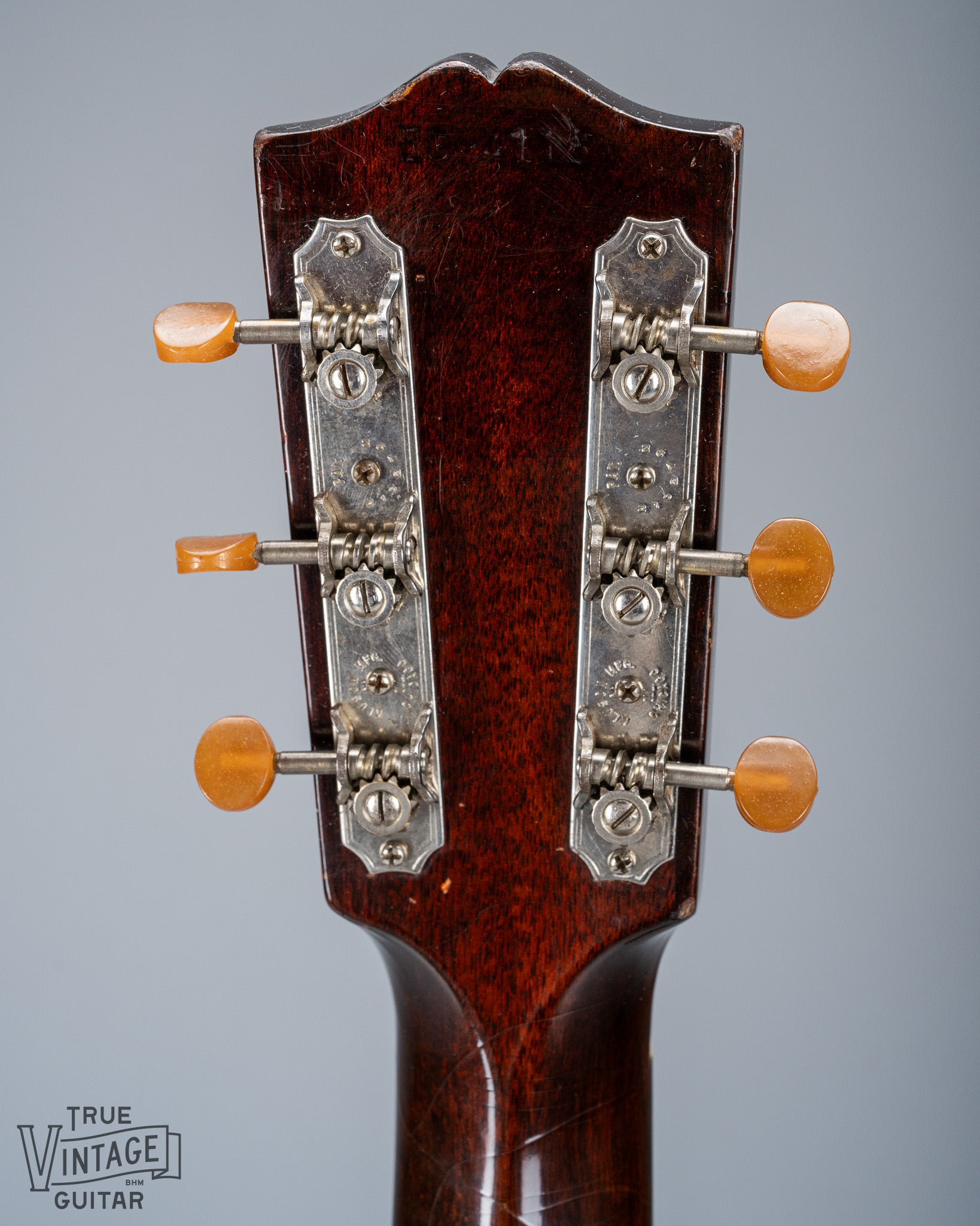 1939 Gibson J35 Sunburst Back of Headstock