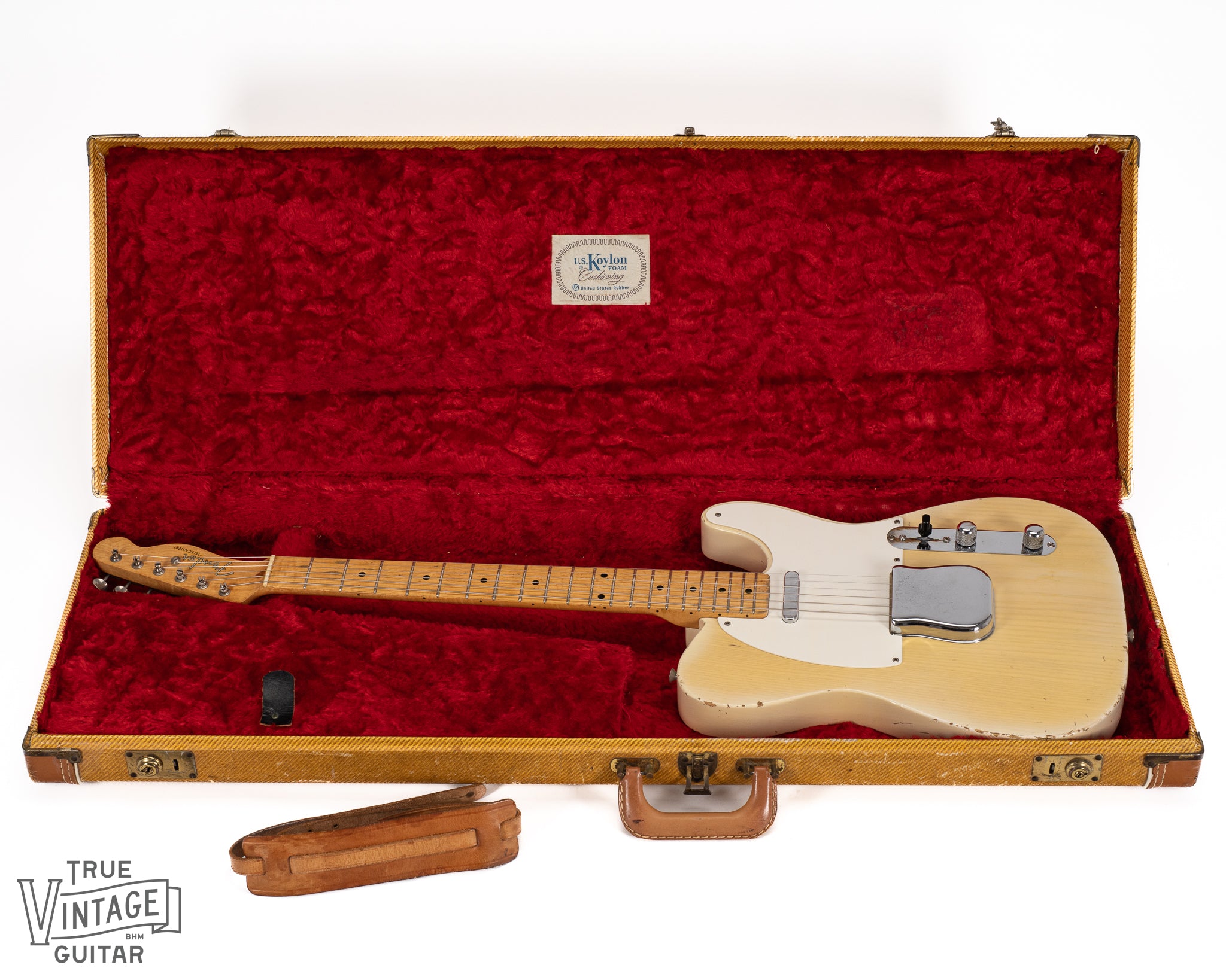 Front of 1956 Fender Telecaster Blond inside original hardshell case