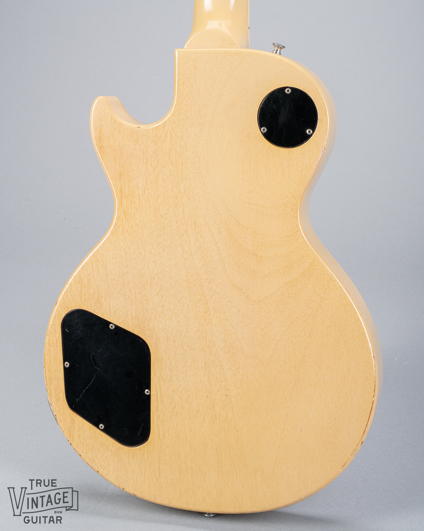 Back of 1956 Gibson Les Paul Special TV Yellow guitar body 