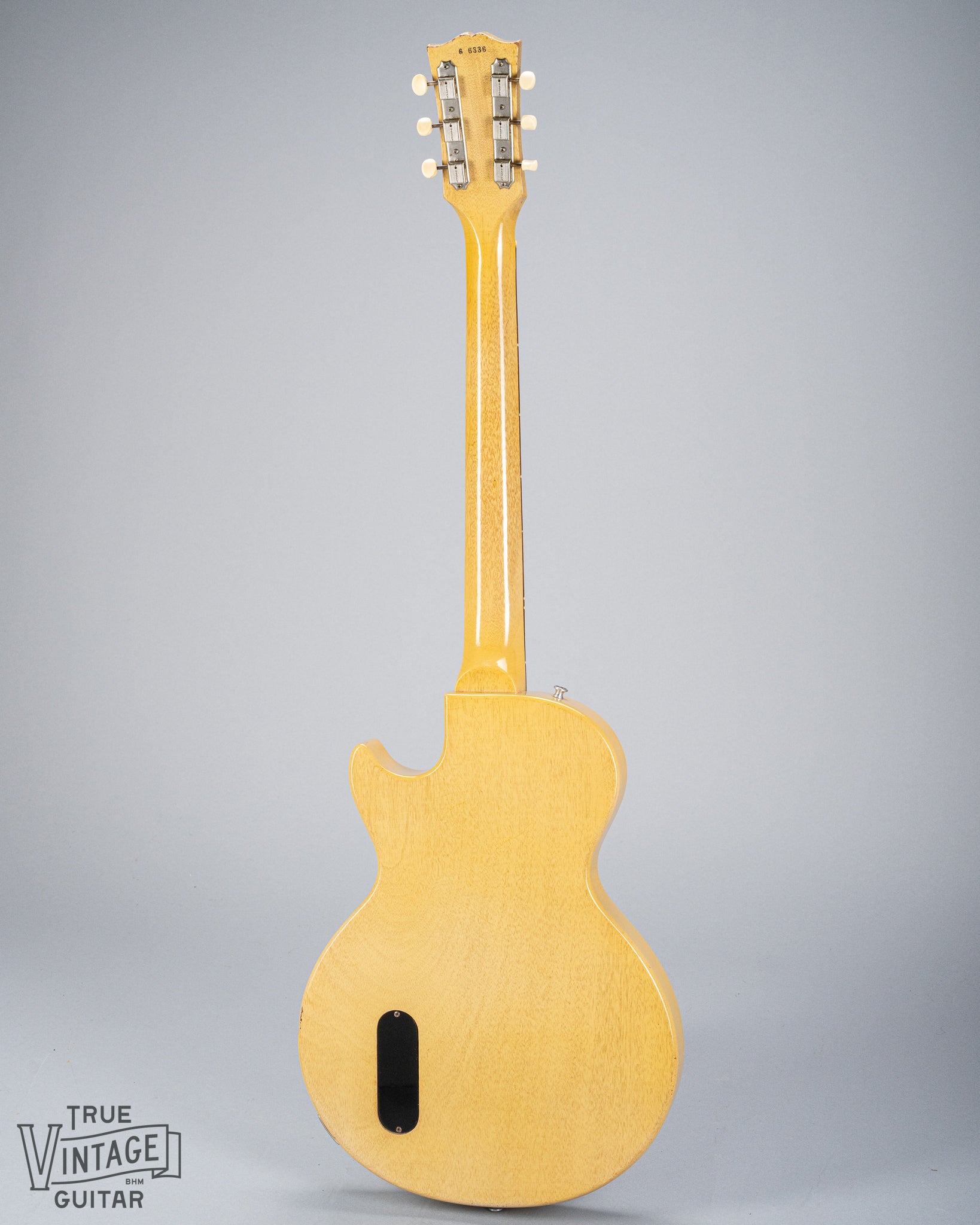 Back of 1956 Gibson Les Paul TV Model guitar body neck headstock serial number 