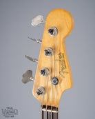 front of 1959 Fender Precision Bass P Bass Sunburst headstock logo