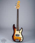 full front of 1959 Fender Precision Bass P Bass Sunburst pickguard pickup and bridge chrome cover neck and headstock fretboard Three Layer Nitrate Mint Pick Guard