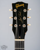 front of 1959 Gibson Les Paul Junior cherry guitar tuning machines tuner buttons logo print nut truss rod cover 