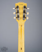 Back of 1959 Gibson Les Paul TV Model headstock, Logo, TV yellow, tuning machines, tuner buttons, serial number, neck 