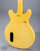 Back of 1959 Gibson Les Paul TV Model body, neck, tortoise pick guard, dog ear p90, double cutaway, TV yellow, strap button