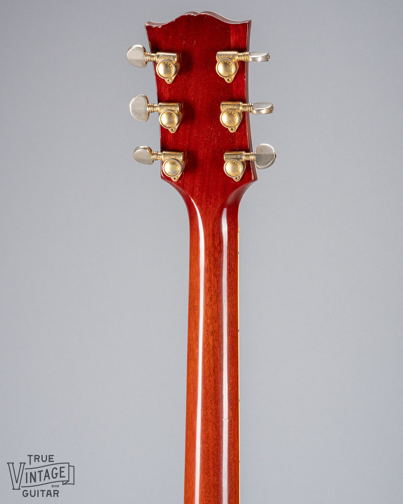 1959 Gibson ES-355 T Mono Cherry Watermelon red guitar back of the neck and headstock
