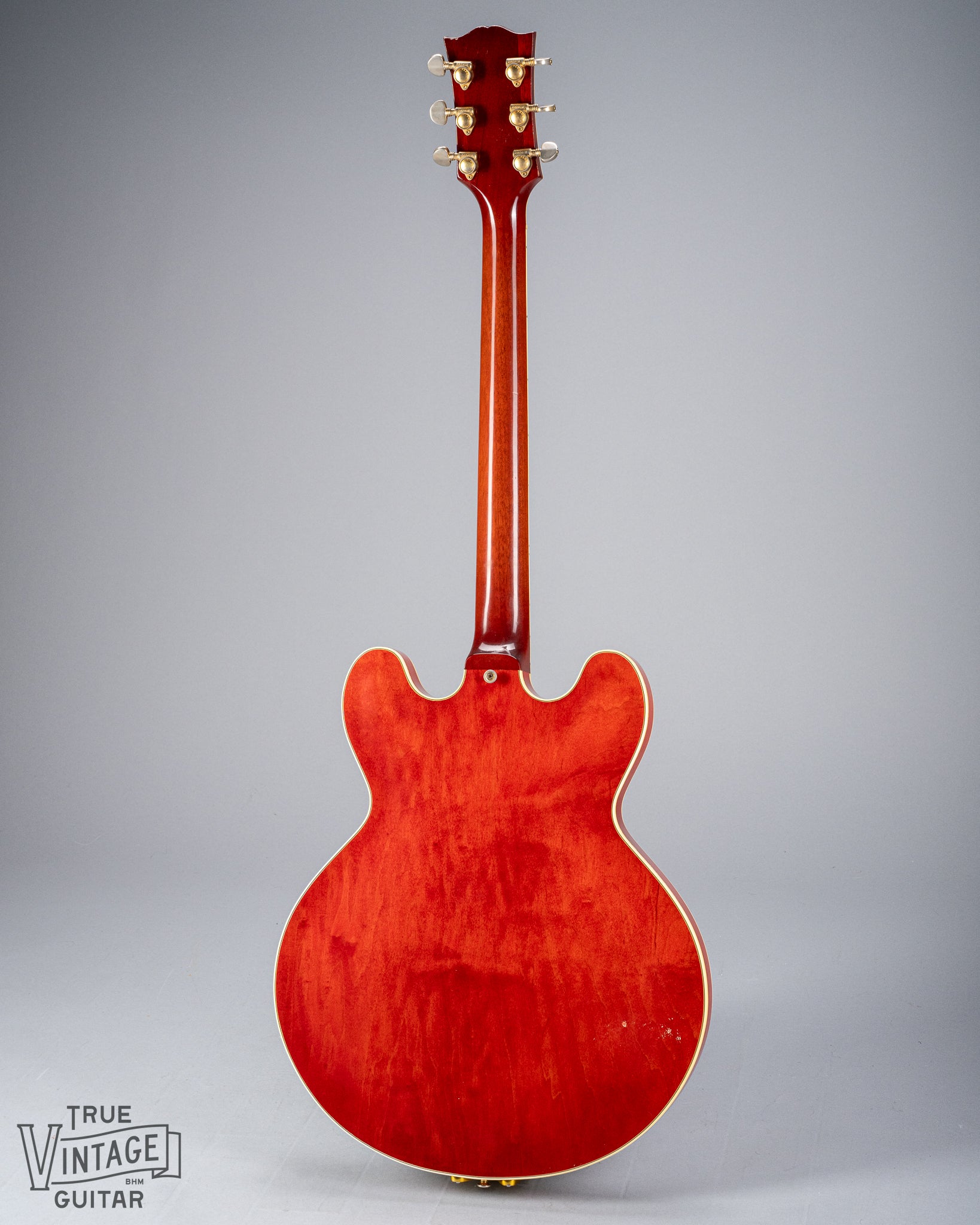 1959 Gibson ES-355 T Mono Cherry Watermelon red guitar back of body neck and headstock