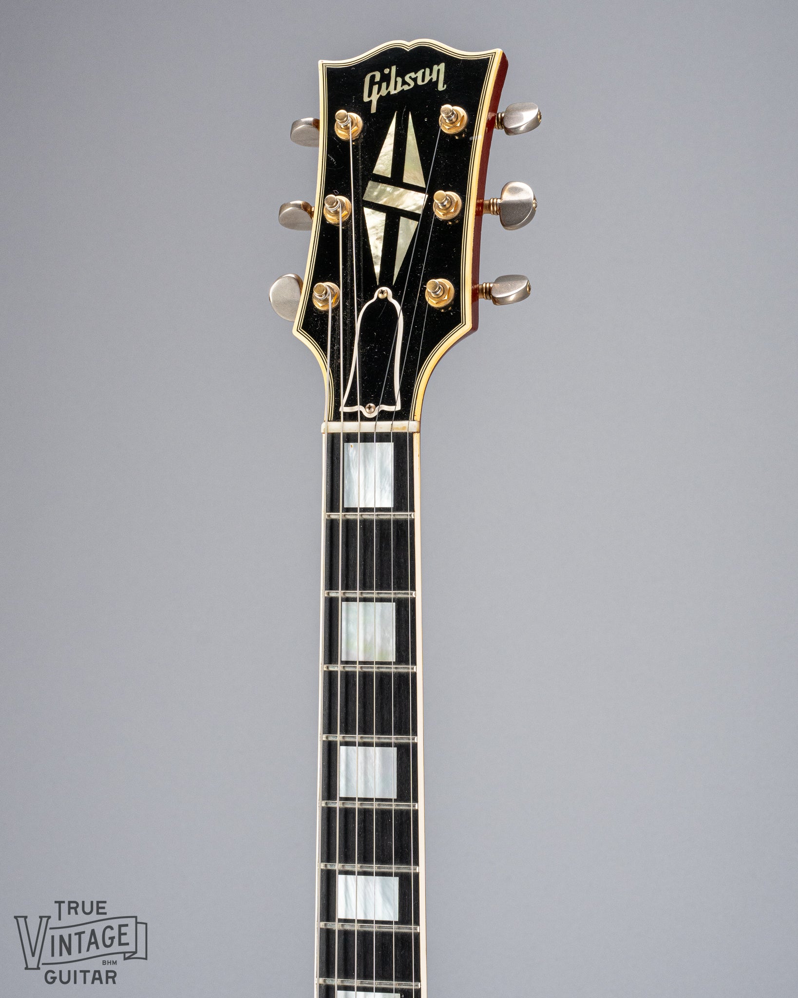 1959 Gibson ES-355 T Mono Cherry Watermelon red guitar neck and headstock large block inlays 