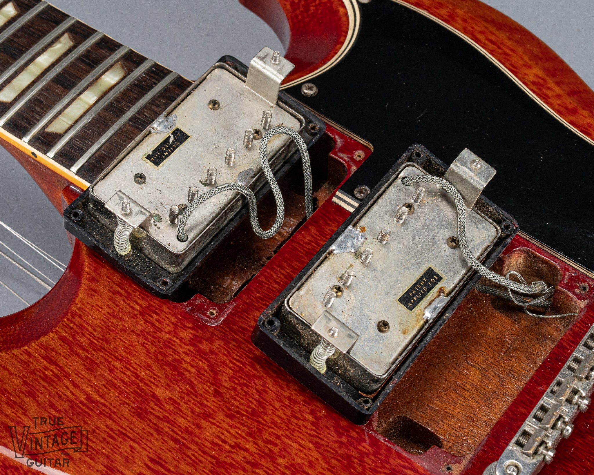 Back of 1961 Gibson Les Paul Standard Cherry Original PAF Pickups