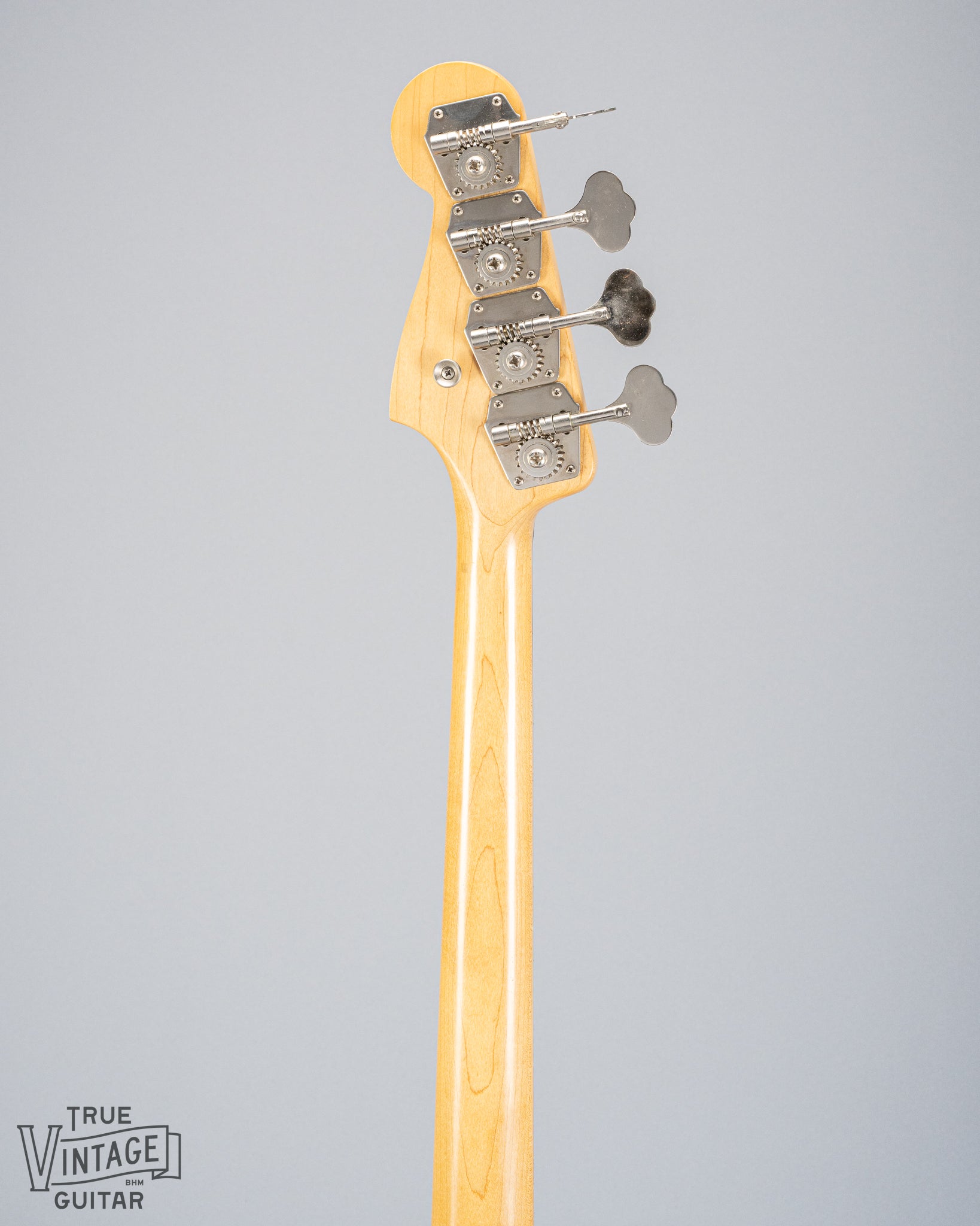 back of 1962 Fender Jazz Bass custom color black custom color guitar neck and headstock