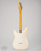 Back of 1962 Fender Stratocaster Olympic White guitar