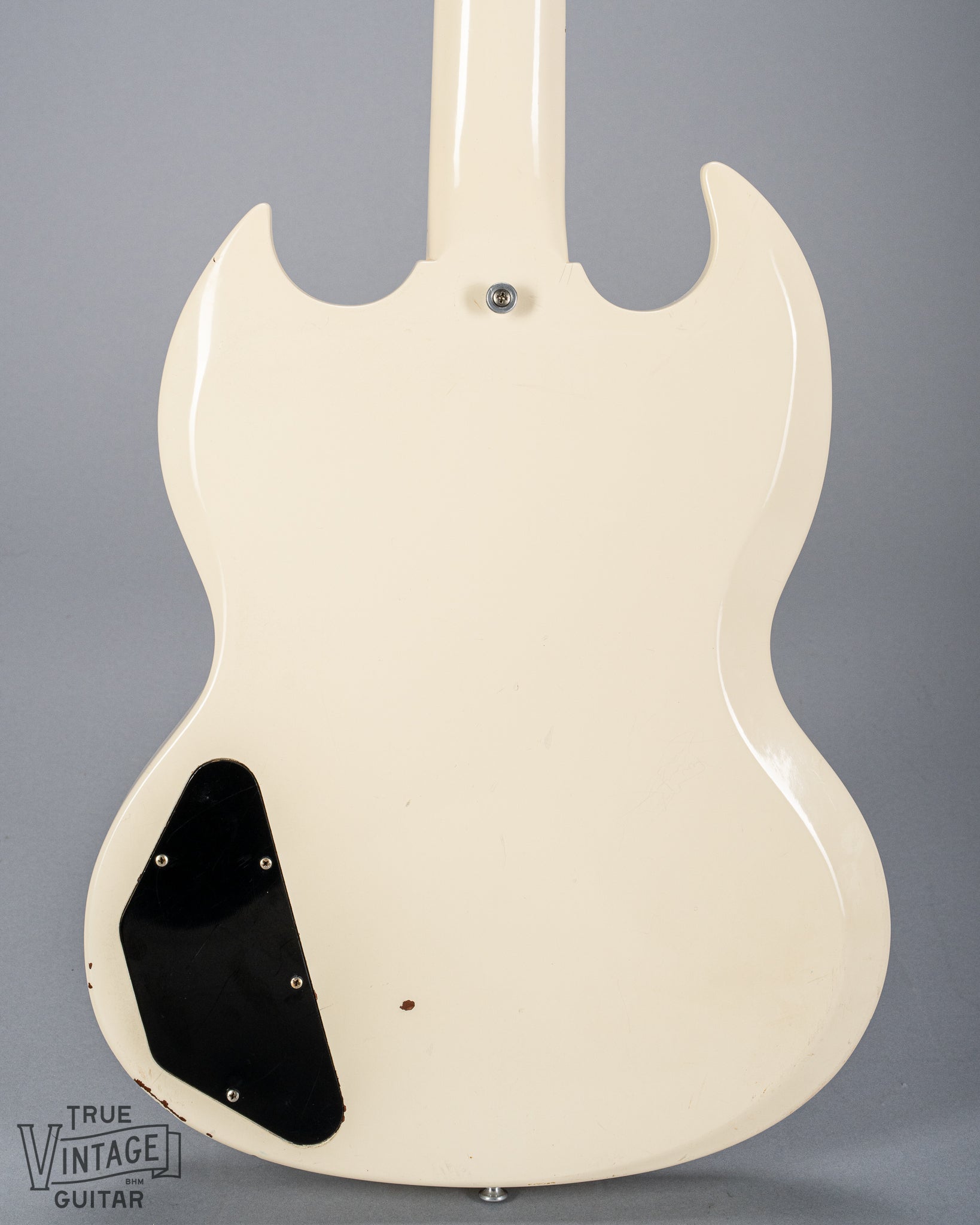 back of 1962 Gibson SG Special white guitar body 