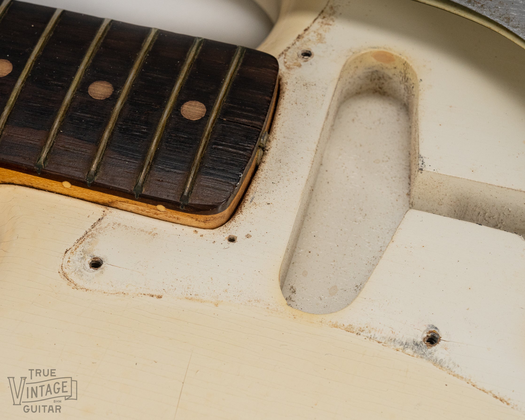 Clear nail hole on the Olympic White finish proving originality