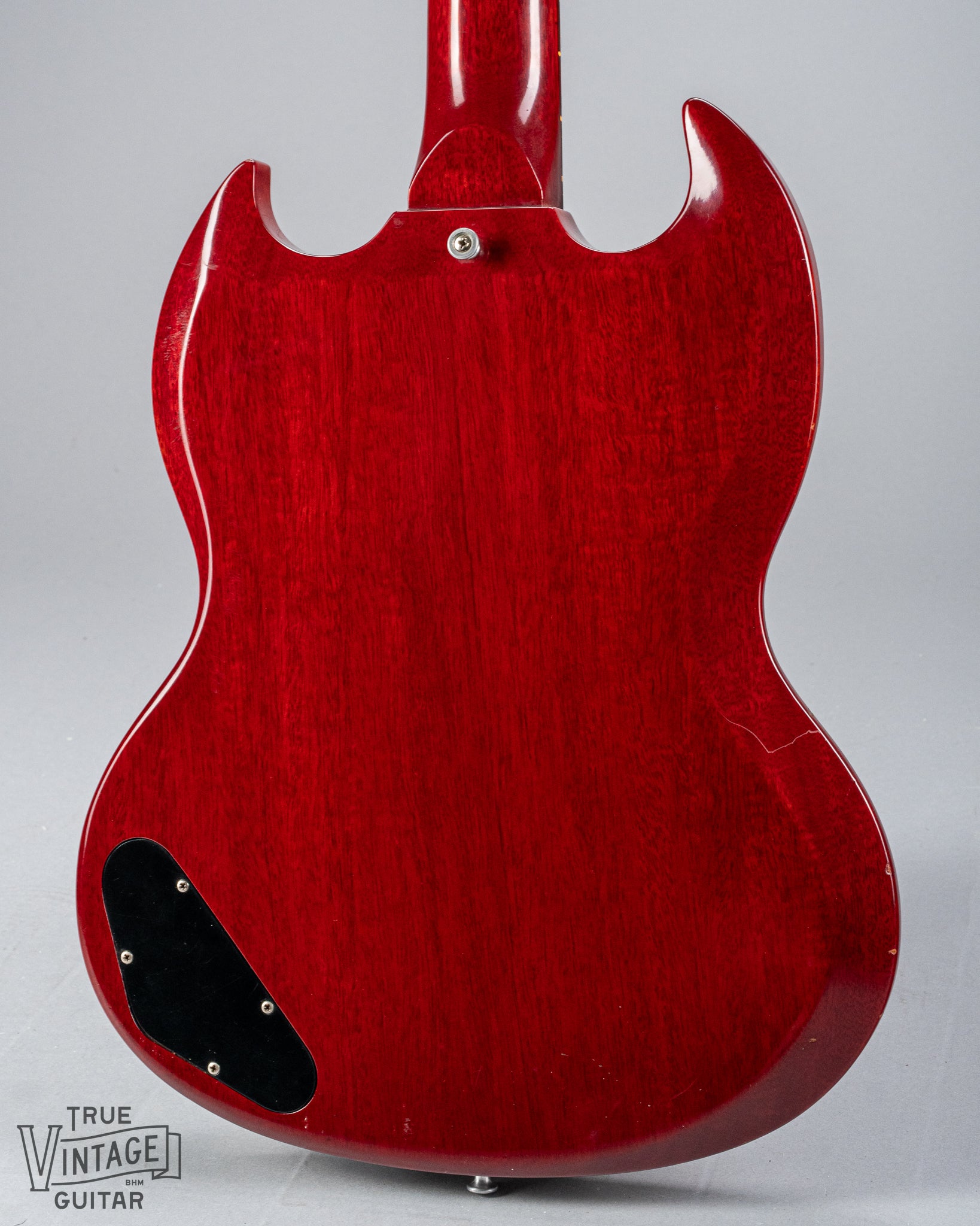 back of Gibson Les Paul Junior Cherry red guitar body 