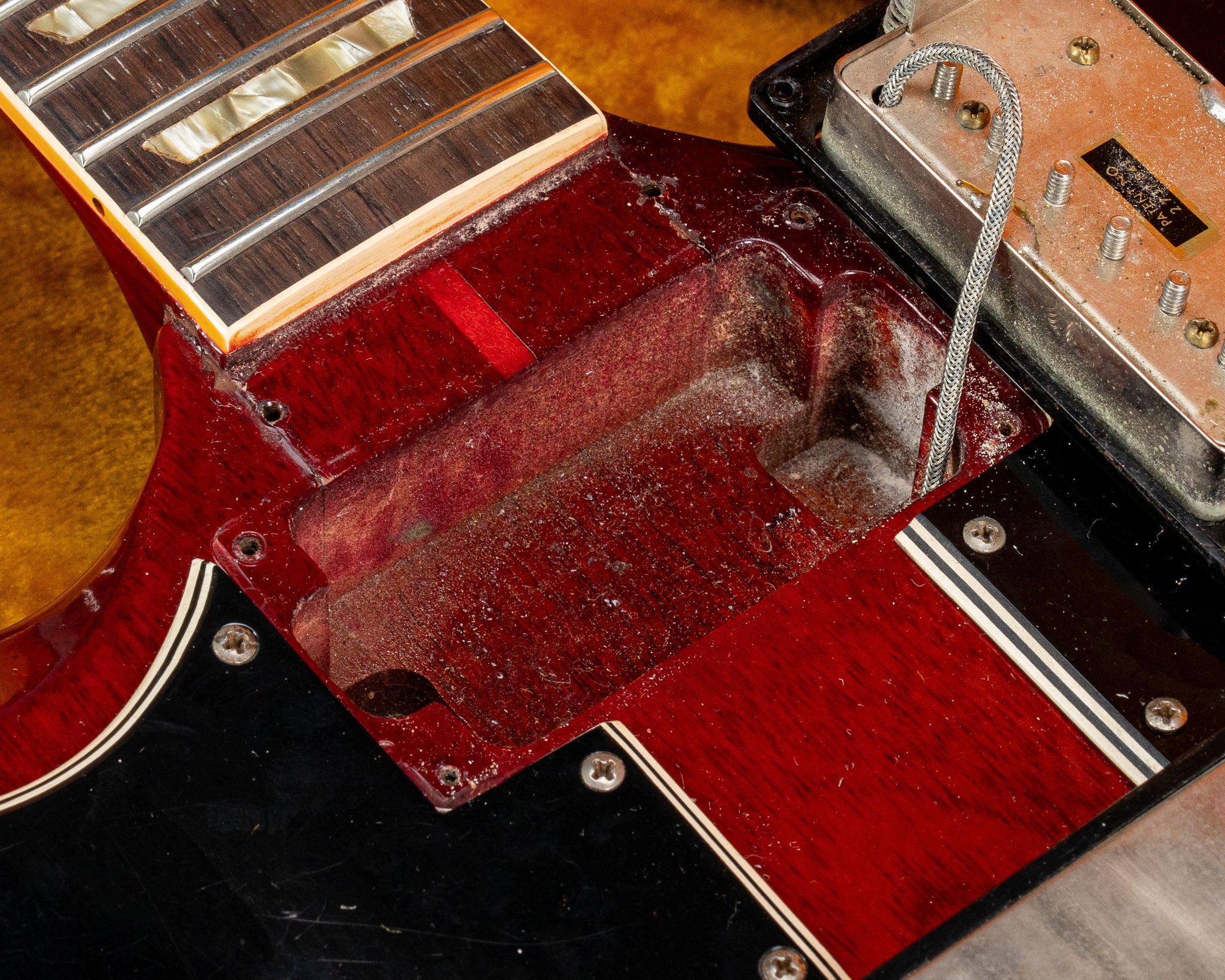 Neck pocket of 1963 Gibson Les Paul Standard SG