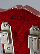 Back of 1964 Gibson SG Junior Cherry guitar neck headstock tuning machines tuner buttons serial number