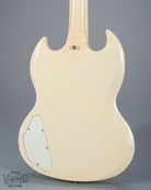 back of 1965 Gibson SG Custom white guitar three pickup with Bigsby B5 vibrato tailpiece control plate