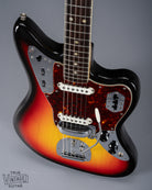 Front of 1965 Fender Jaguar Sunburst Pickups Fretboard Binding Tortoise Shell Pick Guard Tremelo System Bridge Cover Pearloid Inlays