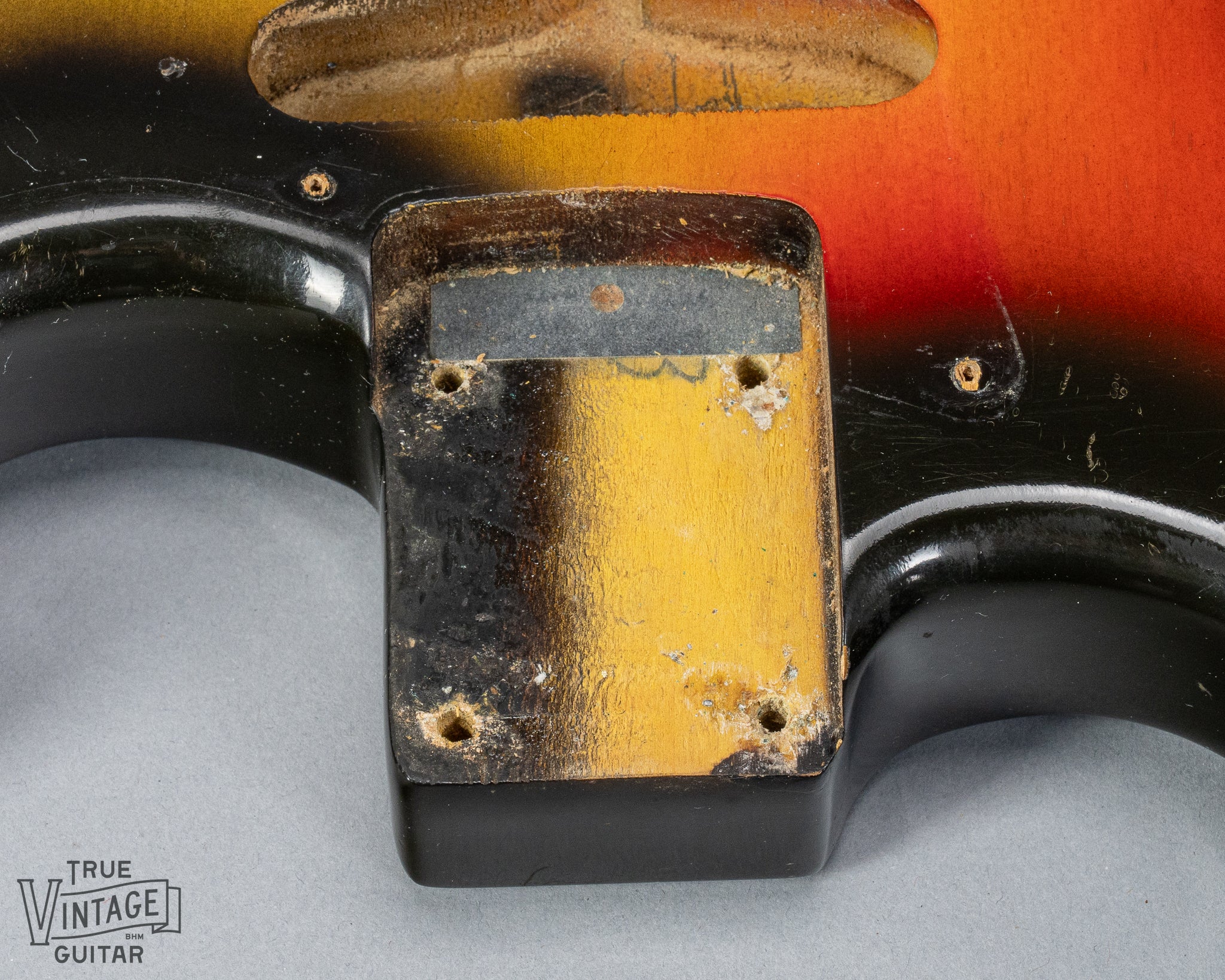 1965 Fender Stratocaster sunburst guitar neck pocket