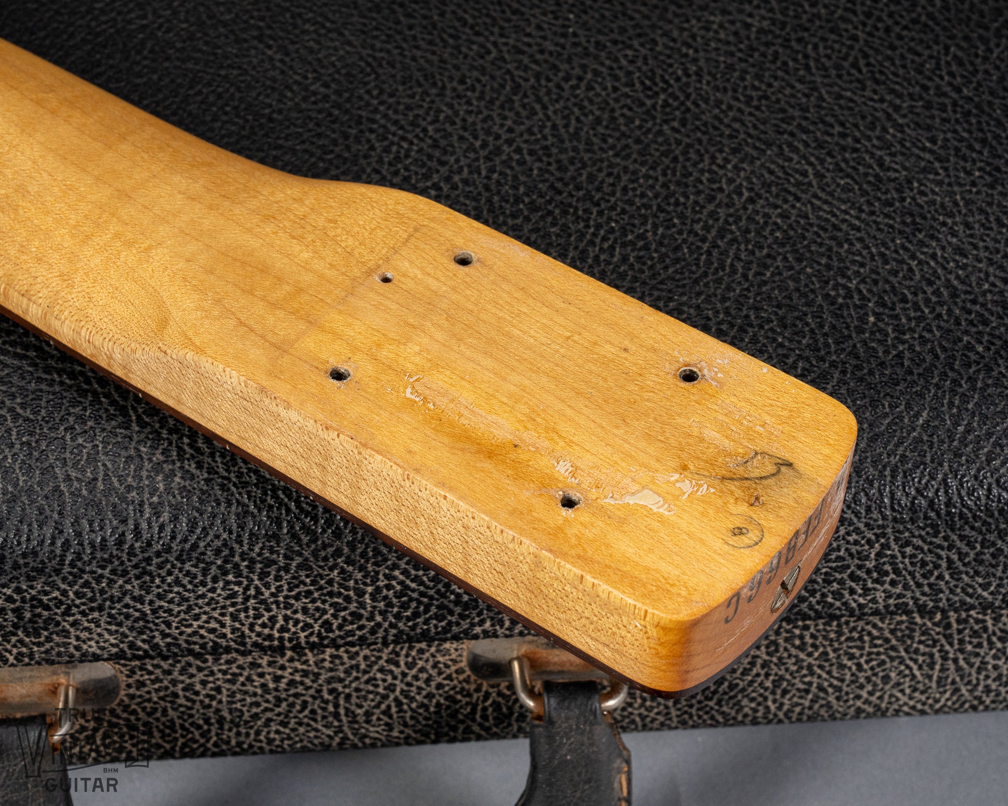 1966 Fender Precision Bass Blond bass guitar neck heel and screw holes