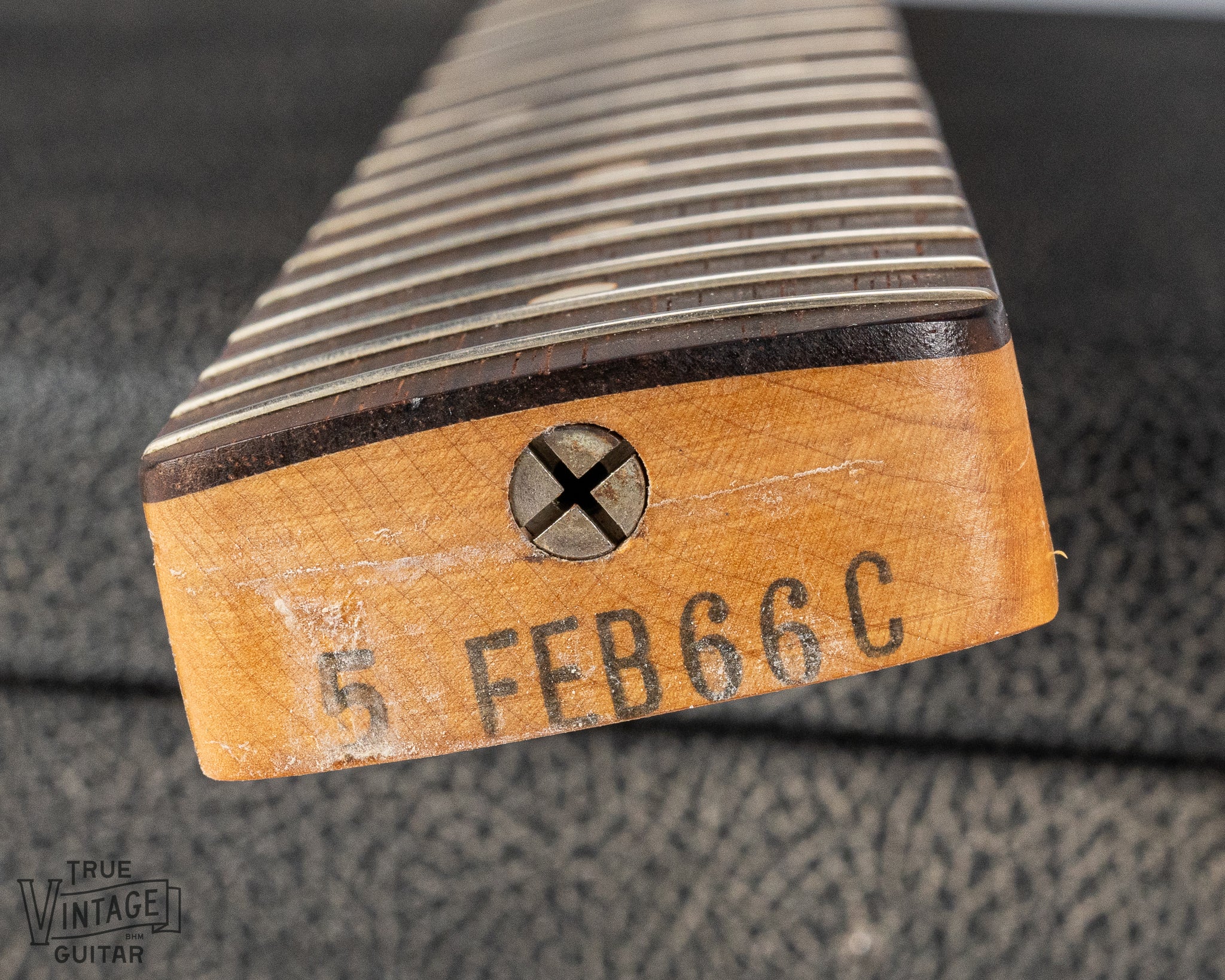 1966 Fender Precision Bass Blond bass guitar neck heel date