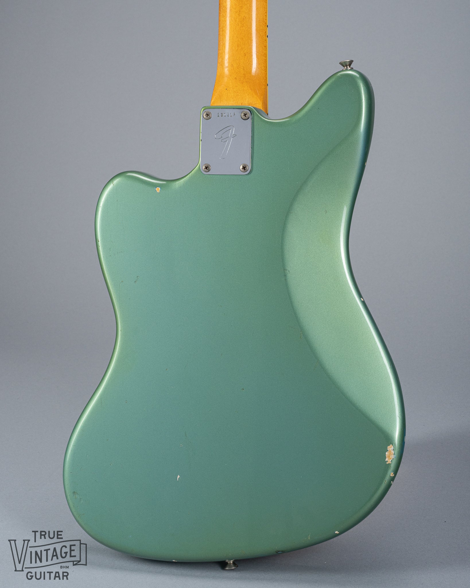 back of 1966 Fender Jazzmaster Blue Ice Metallic Custom Color Guitar