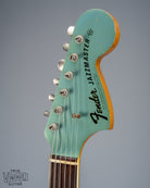 Front of 1966 Fender Jazzmaster Blue Ice Metallic Custom Color Guitar matching headstock