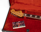 Front of 1967 Fender Jazzmaster Sunburst Headstock and Hangtag in Original Case